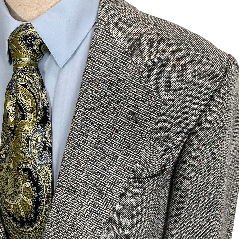 Haggar Imperial Blazer Mens 44L Gray Multicolor Flecks Tweed Jacket USA